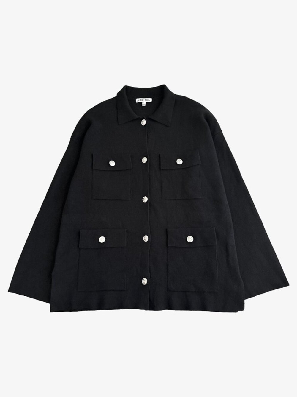 Women's Black Merino Wool Cambridge Button-Up Sweater Jacket by Alex Mill
